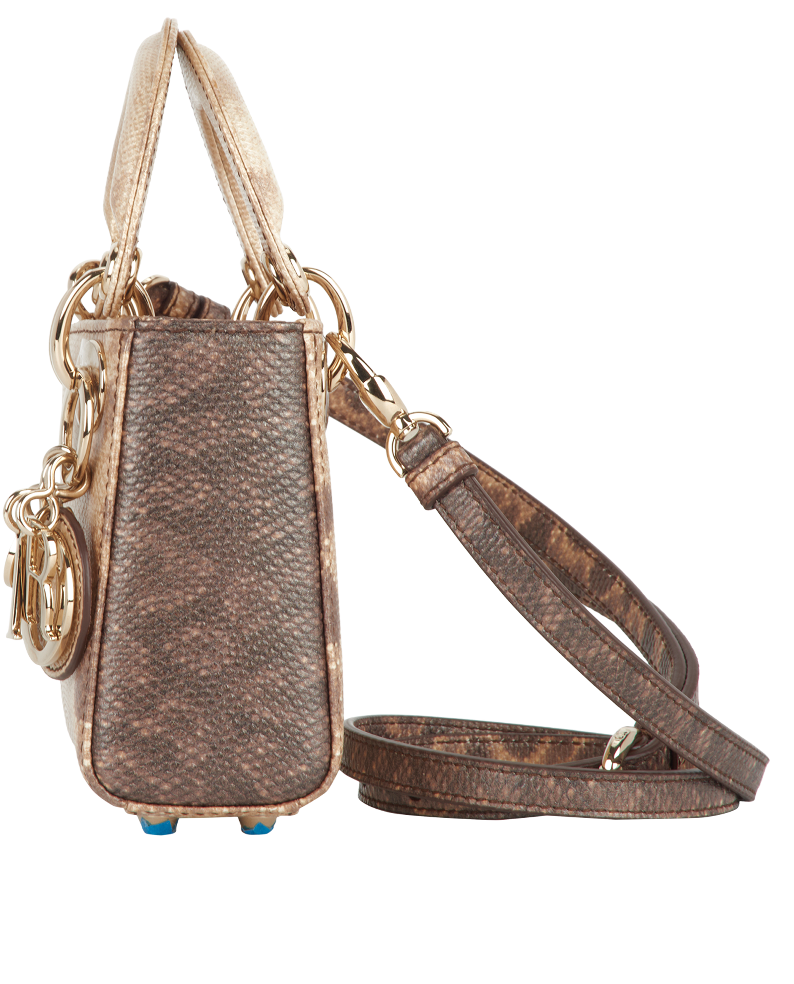 Micro Lady Dior, &pound;2,500, Handbags, Gold, Lizard, Bottom view